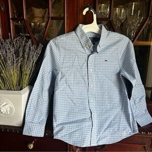 Vineyard Vines Whale Shirt 100% Cotton Blue Checkered Shirt